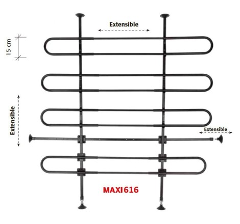 Comprar Separador de Carga Metálico MAXI616 : Altura Extensible de 157 cm. a 225 cm. Y Anchura de 95 cm. a 165 cm. online