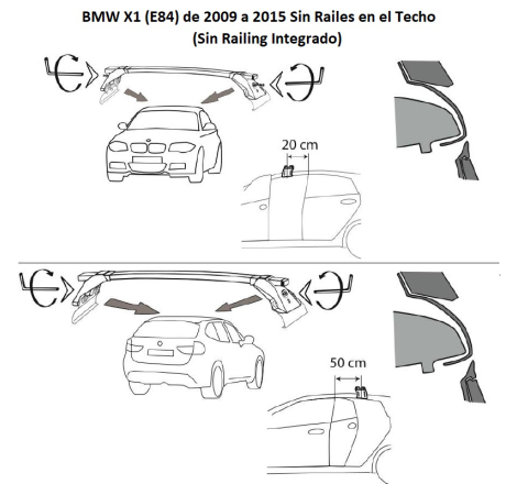 Comprar Juego de 2 barras para Bmw X1 Sin Railing 2009 a 2015 online