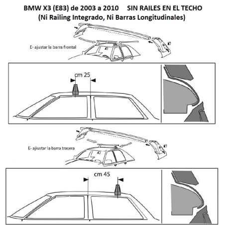 Comprar Juego de 2 barras para Bmw X3 (E83) de 2003 a 2010 online