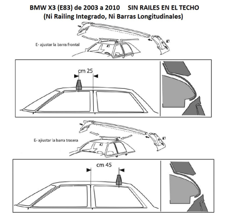 Comprar Juego 2 Barras ALU BMW X3 (E83) 2003 a 2010.