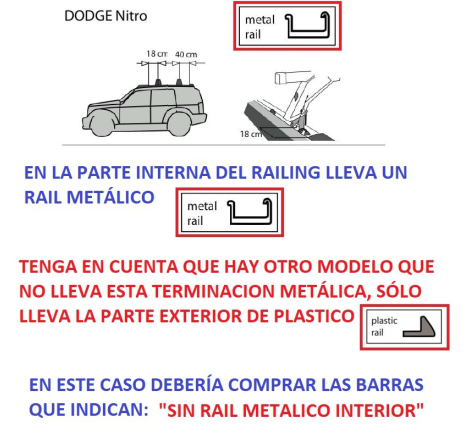 Comprar Juego 2 Barras ALU Dodge NITRO Con Rail Metalico