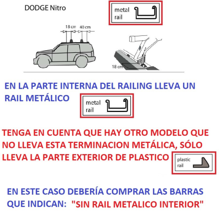 Comprar Juego de 2 barras para Dodge NITRO de 2007 a 2011 online