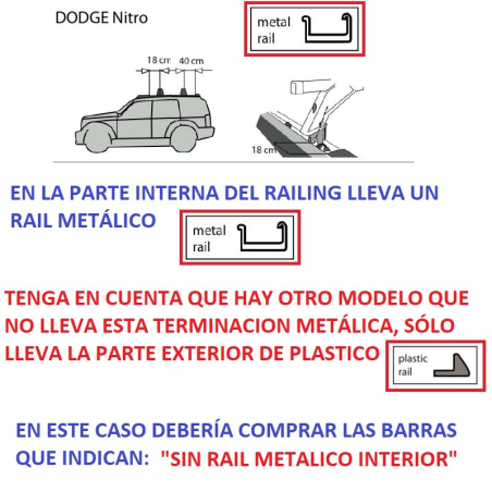 Comprar Juego 2 Barras ALU Dodge NITRO Con Rail Metalico