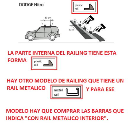 Comprar Juego 2 Barras para Dodge NITRO Sin Rail (2007 a 2011)