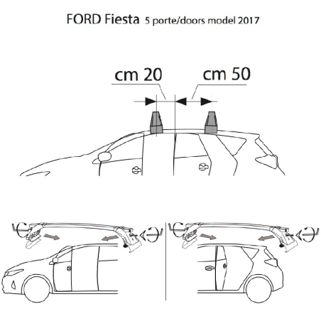 Comprar Juego 2 Barras ALU Ford FIESTA (VII) 5P. 2017 a 2023.