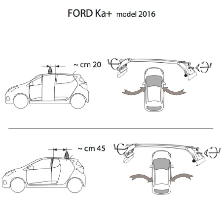 Comprar Juego 2 Barras ALU Ford KA+ (III) 5P. 2016 a 2020.