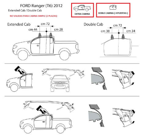 Comprar Juego 2 Barras para Ford RANGER D/C. y E/C. de 2012 a 2015