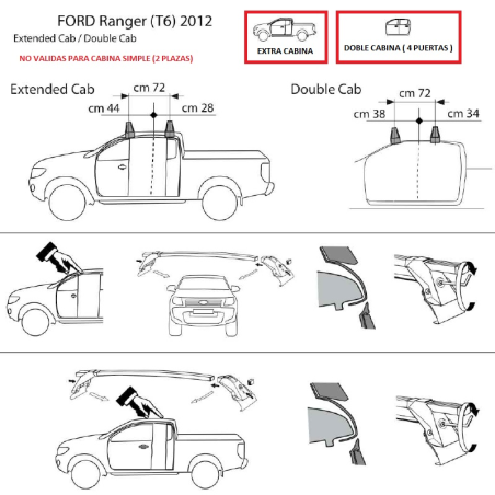 Comprar Juego 2 Barras para Ford RANGER D/C. y E/C. de 2012 a 2015