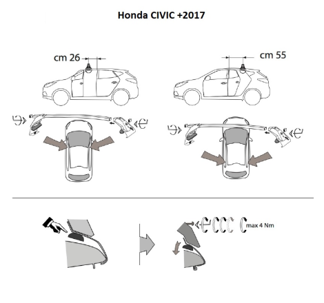 Comprar Juego de 2 barras Acero Negro para Honda Civic +2017 online