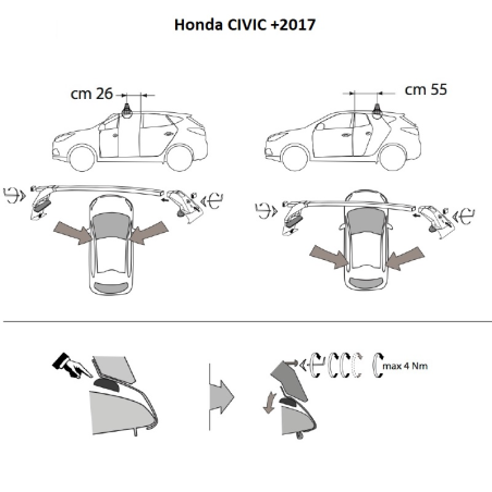 Comprar Juego de 2 barras Acero Negro para Honda Civic +2017 online