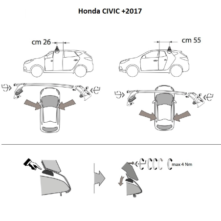 Comprar Juego 2 Barras ALU Honda CIVIC (X) 5P. 2017 a 2022.
