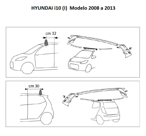 Comprar Juego 2 Barras ALU Hyundai i10 (I) 2008 a 2013.