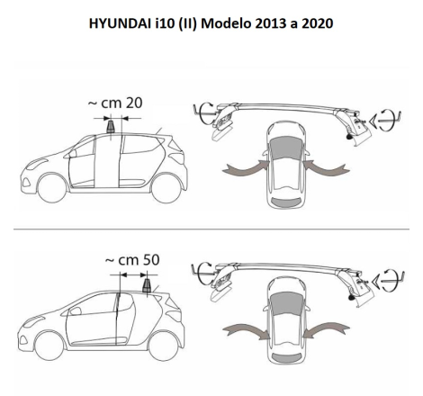 Comprar Juego 2 Barras ALU Hyundai i10 (II) 2013 a 2019.