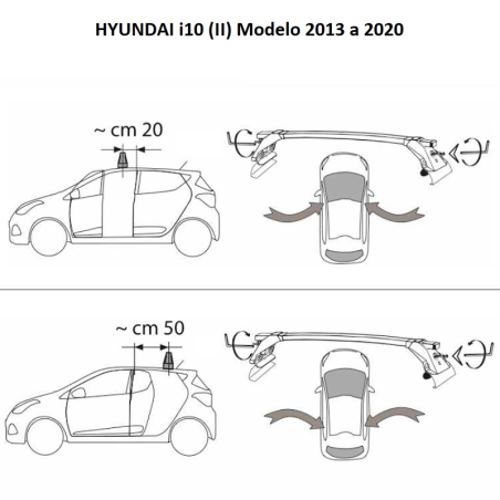 Comprar Juego de 2 Barras Aluminio para Hyundai i10 2013 a 2020 online