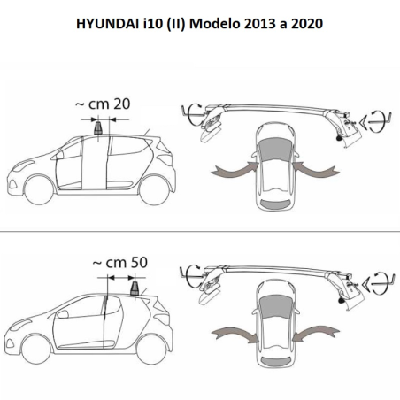 Comprar Juego 2 Barras ALU Hyundai i10 (II) 2013 a 2019.