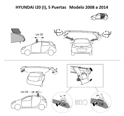 Comprar Juego 2 Barras para Hyundai i20 (I) (2008 a 2014)