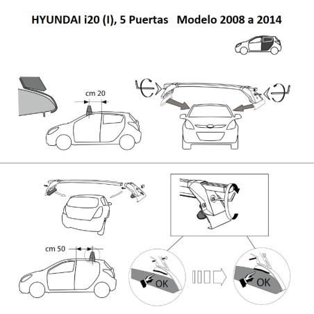 Comprar Juego de Barras Acero para HYUNDAI i20 (I) 2008 a 2014 online