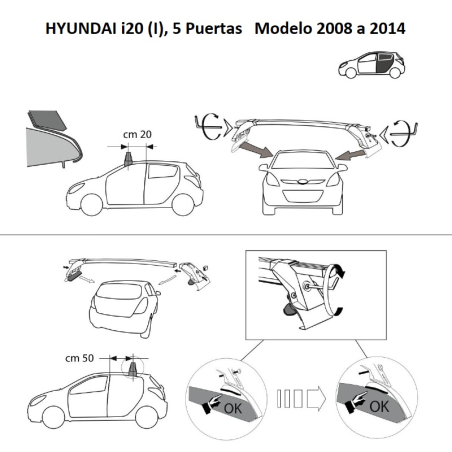 Comprar Juego 2 Barras para Hyundai i20 (I) (2008 a 2014)