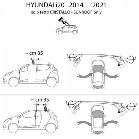 Comprar Juego 2 Barras ALU Hyundai i20 (II) +2014 Techo Cristal
