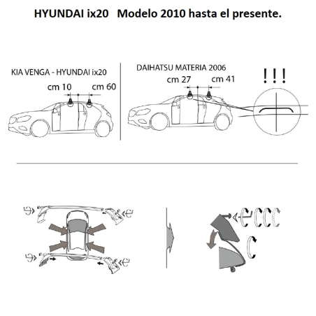 Comprar Juego 2 Barras para Hyundai ix20 (I) (2010 a 2019)