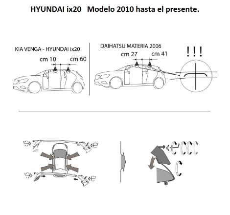 Comprar Juego 2 Barras ALU Hyundai ix20 (I), 2010 a 2019.