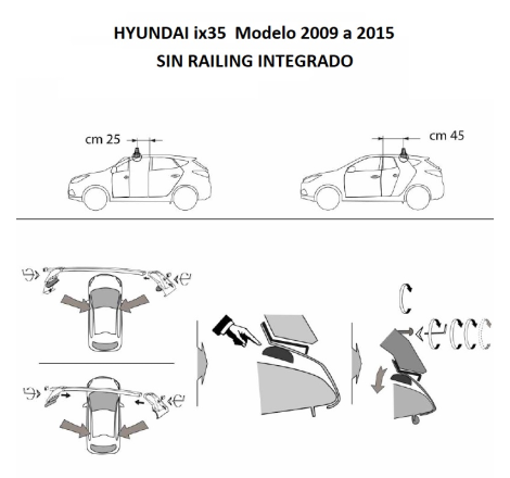 Comprar Juego de Barras ALUMINIO para Hyundai ix35 SIN RAILING online