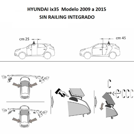 Comprar Juego de Barras ALUMINIO para Hyundai ix35 SIN RAILING online