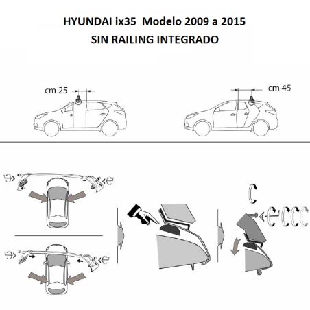 Comprar Juego 2 Barras ALU Hyundai ix35 (I)2010 a 2015.
