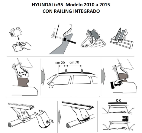 Comprar Juego de 2 Barras de Techo Hyundai ix35 CON RAILING online