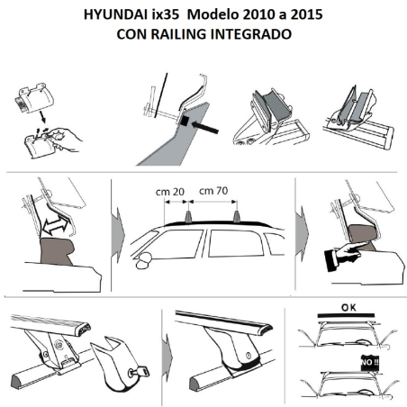 Comprar Juego de 2 Barras de Techo Hyundai ix35 CON RAILING online