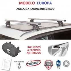 Juego de 2 Barras en Aluminio para Opel MOKKA (I), CON RAILING INTEGRADO, de 2012 a 2020.