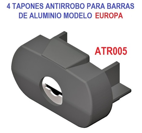 Juego de 4 Tapones Antirrobo ATR005 para barras Europa y Neo-Europa.