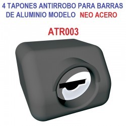 JUEGO DE 4 TAPONES ANTIRROBO ATR003 PARA BARRAS MODELO NEO ACERO.