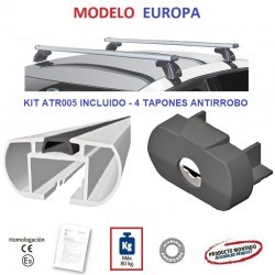 Barras de Techo EUROPA para AUDI A3 SPORTBACK (III) (8V), 5 Puertas, SIN RAILING INTEGRADO, de 2012 a 2020.
