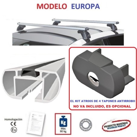 Juego de 2 barras de aluminio EUROPA para Hyundai i10 (II) 2013-2019