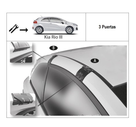 Juego de 2 barras de aluminio EUROPA para Kia RIO (III) de 2011 a 2017