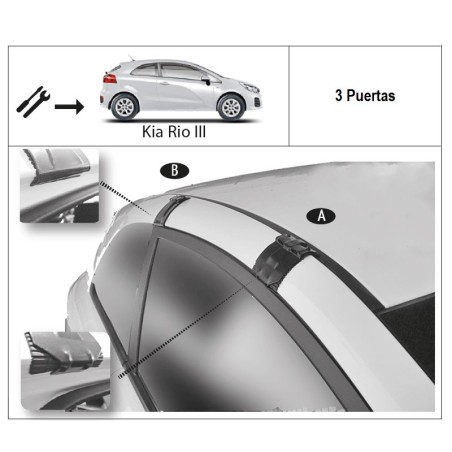Juego de 2 barras de aluminio EUROPA para Kia RIO (III) de 2011 a 2017