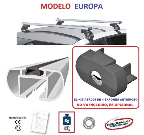Juego de 2 barras de aluminio EUROPA para Skoda FABIA (II) 2007-2014
