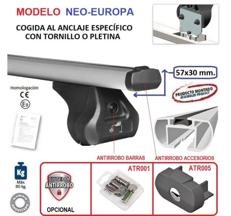 Juego de 2 barras NEO-EUROPA para Suzuki SWIFT (V) de 2010 a 2017