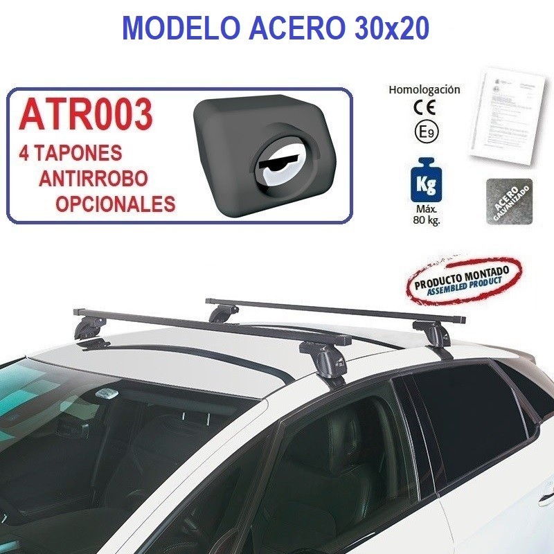 Juego de 2 barras de acero 30x20 para Hyundai ix20 de 2010 a 2019