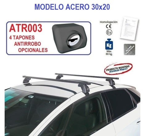 Juego de 2 barras de acero 30x20 para Skoda SUPERB (I) de 2001-2008