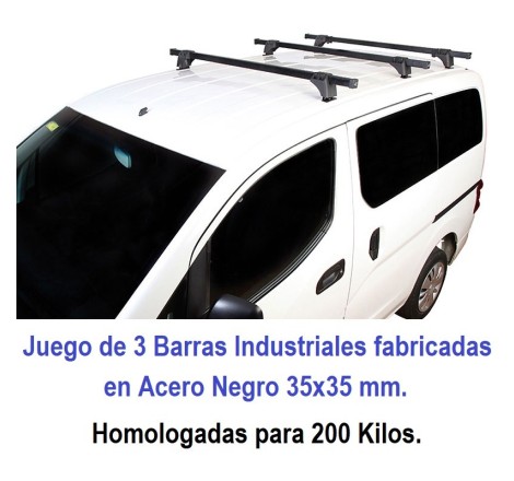 Juego de 3 Barras Industriales Acero 35x35 mm. para Fiat DUCATO (II)