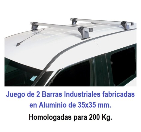 Juego de 2 Barras Industriales Aluminio 35mm. Renault TRAFIC (II) H2