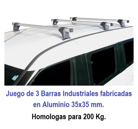 Juego de 3 Barras Industriales Aluminio 35mm. C. BERLINGO (III) (XL)